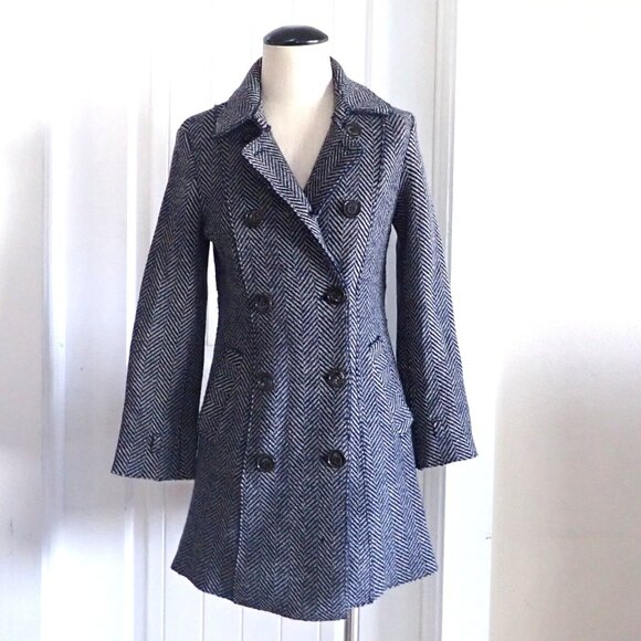 Weekend Max Mara Double Breasted Virgin Wool Peacoat in Gray Size 4 - Picture 1 of 12